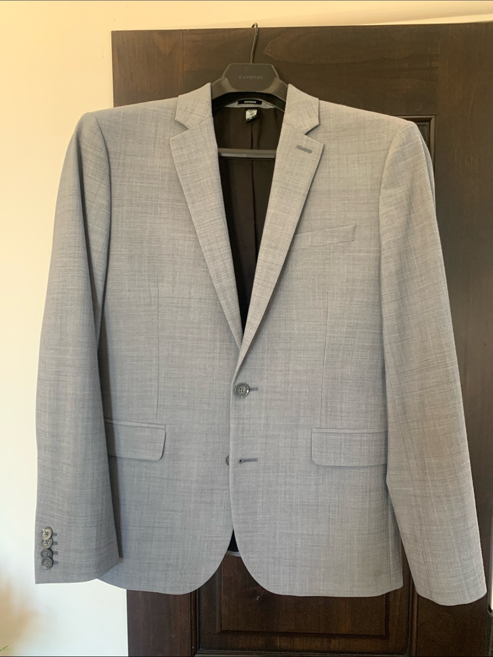 Express  Gray Men's Two-Button Notch Lapel Blazer wool blend washable
